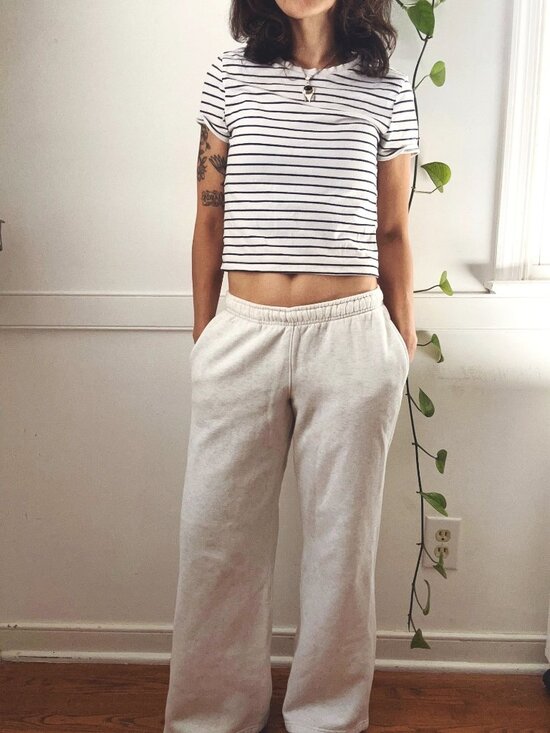 Unknown Pants - Wide-Leg Gray Sweatpants Low Waist Loungewear Wild Fable XS